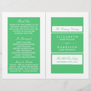 Emerald Green Modern Wedding Bi-fold Program