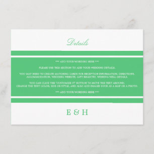 Emerald Green Modern Wedding Detail Enclosure Card