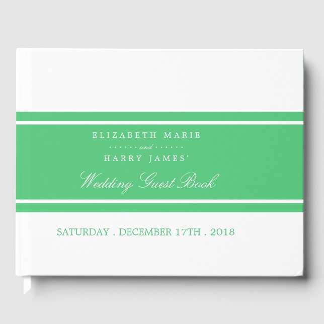 Emerald Green Modern Wedding Guest Book (Front)
