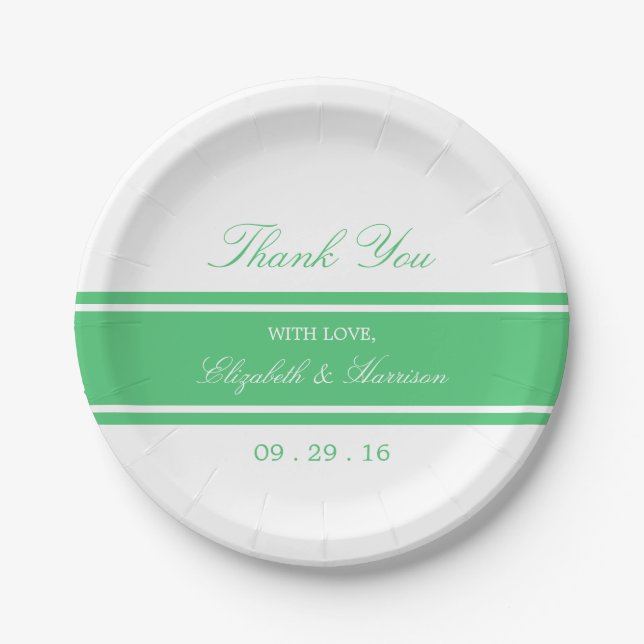 Emerald Green Modern Wedding Paper Plate (Front)