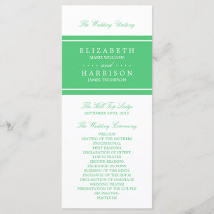 Emerald Green Modern Wedding Program Programme