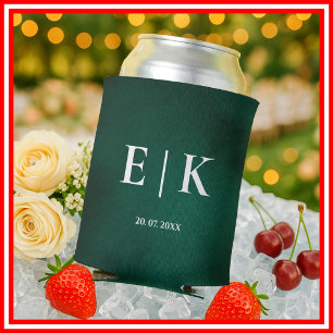 Emerald Green Monogram Can Cooler