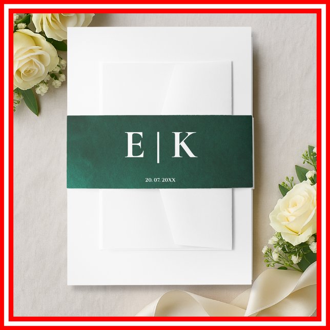 Emerald Green Monogram Invitation Belly Band (Creator Uploaded)