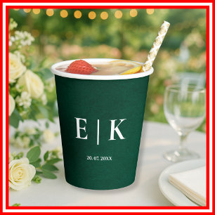 Emerald Green Monogram Paper Cups