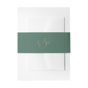 Emerald Green Monogram Wedding Invitation Belly Band