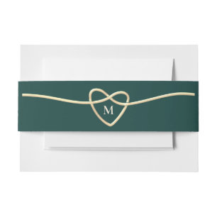 Emerald Green Monogram Wedding Invitation Belly Band