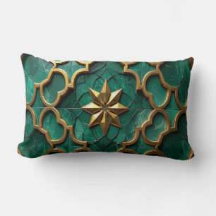 Emerald Green Moorish Geometric Art Pillow