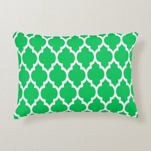 Emerald Green Moroccan Quatrefoil Pattern #4 Decorative Cushion (Front)