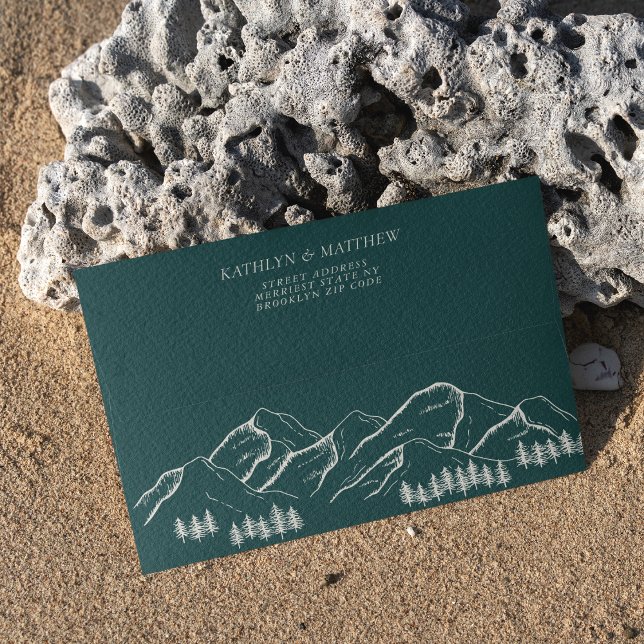 Emerald Green Mountain Pine Tree Outdoor Wedding Envelope (Creator Uploaded)