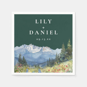 Emerald Green Mountain Wildflower Floral Wedding Napkin