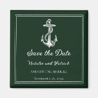 Emerald Green Nautical Anchor Save the Date Magnet