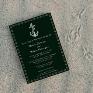 Emerald Green Nautical Anchor Wedding Invitation