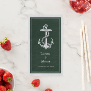 Emerald Green Nautical Anchor Wedding Napkin