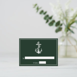 Emerald Green Nautical Anchor Wedding Place Cards