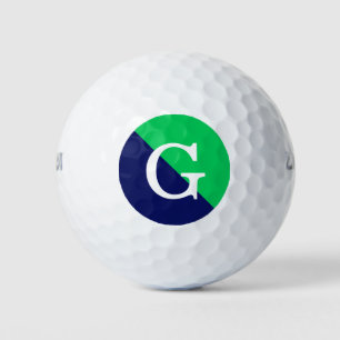 Emerald Green Navy Blue 2 Tone Diag Init Monogram Golf Balls