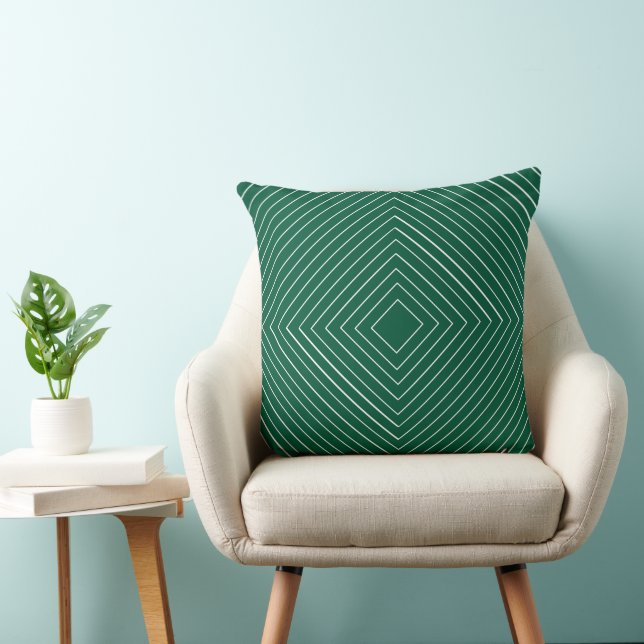 emerald green Nested Thin White Squares Tribal Cushion (Chair)
