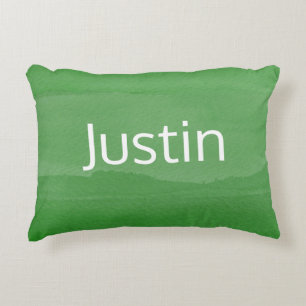 Emerald Green Ombre for Boy with Name Decorative Cushion
