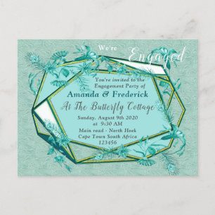 Emerald green on a sculpture texture backing invitation postcard