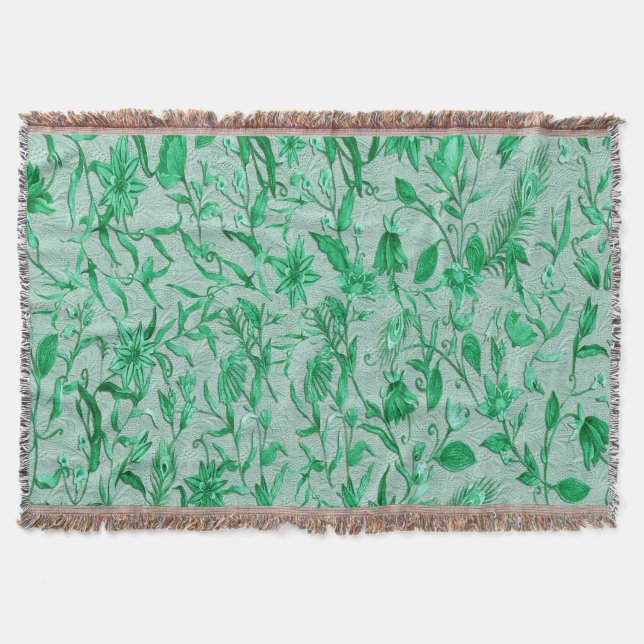 Emerald Green on a sculpture texture backing Throw Blanket (Front)