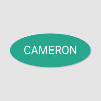 Emerald Green Oval Name Tag Pin or Magnetic 3 inch