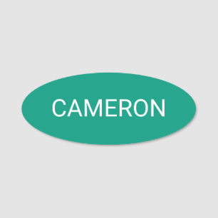 Emerald Green Oval Name Tag Pin or Magnetic 3 inch