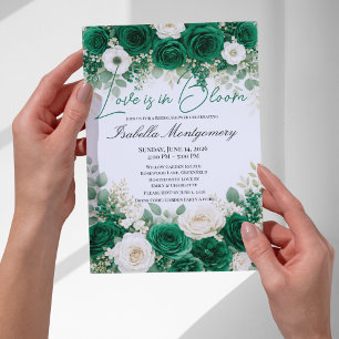 Emerald Green Palette Love in Bloom Bridal Shower Invitation