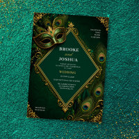 Emerald Green Peacock Masquerade Luxury Wedding