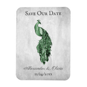 Emerald Green Peacock Save The Date Magnet