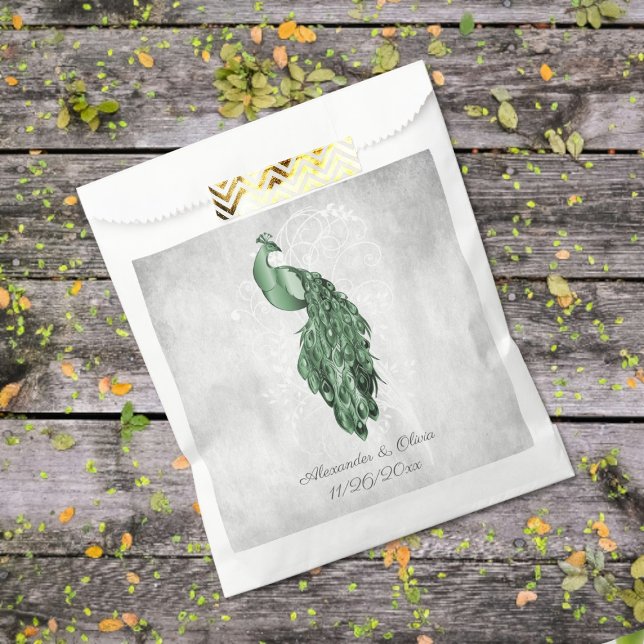 Emerald Green Peacock Wedding Favour Bag (Emerald Green Peacock Wedding Favor Bags)
