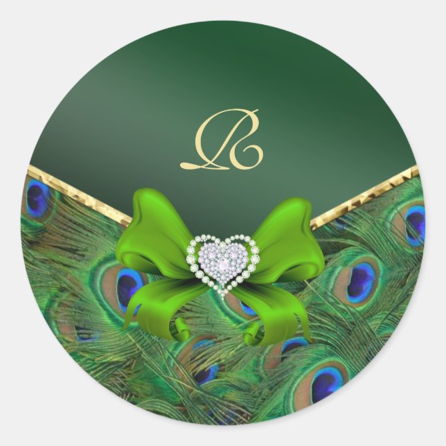 Emerald Green Peacock Wedding Gift Seal (Front)