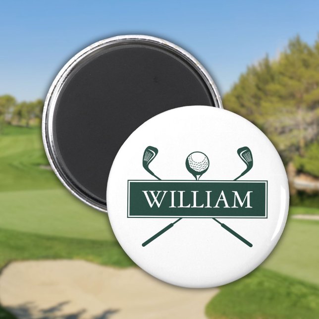 Emerald Green Personalised Name Golf Ball Clubs Magnet (Emerald Green Personalized Name Golf Ball Clubs Magnet)