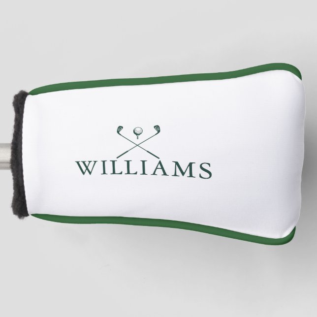 Emerald Green Personalised Name Golf Clubs Head Cover (Front)