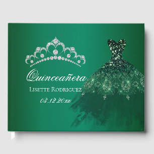 Emerald Green Personalised Quinceanera Guest Book