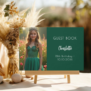 Emerald green photo birthday guest book