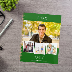 Emerald green photo collage appointments 2026 planner
