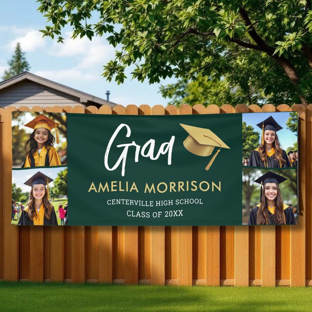 Emerald Green Photo Collage Graduate Graduation Banner (Creator Uploaded)