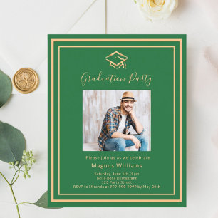 Emerald green photo Graduation Party invitation
