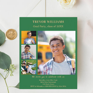 Emerald green photo Graduation Party invitation