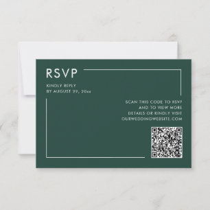 Emerald Green Photo QR Code Wedding RSVP Enclosure Card