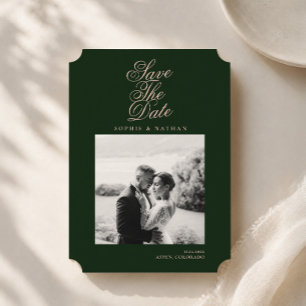 Emerald Green Photo Save the Date Invitation