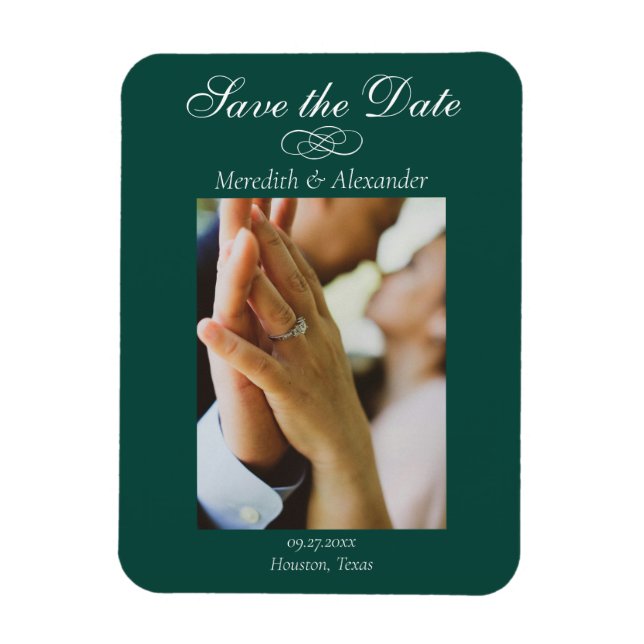 Emerald Green Photo Save the Date Magnet (Vertical)