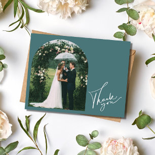Emerald Green Photo Wedding Thank You Postcard