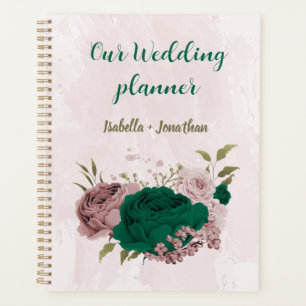 emerald green pink flowers wedding planner