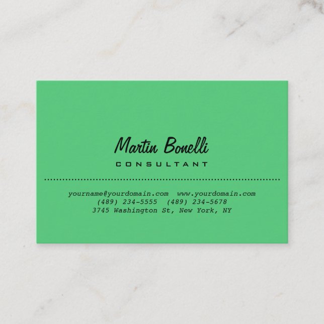 Emerald Green Plain Business Card (Front)