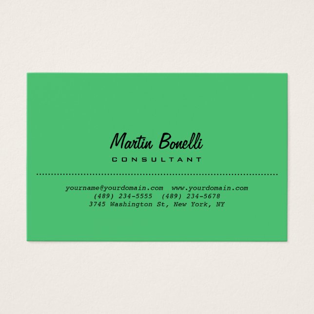 Emerald Green Plain Euro Size Profile Card (Front)
