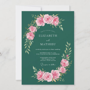Emerald Green Poetic Spring Wedding Invitation