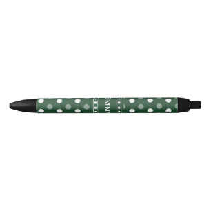 Emerald Green Polka Dot Black Ink Pen