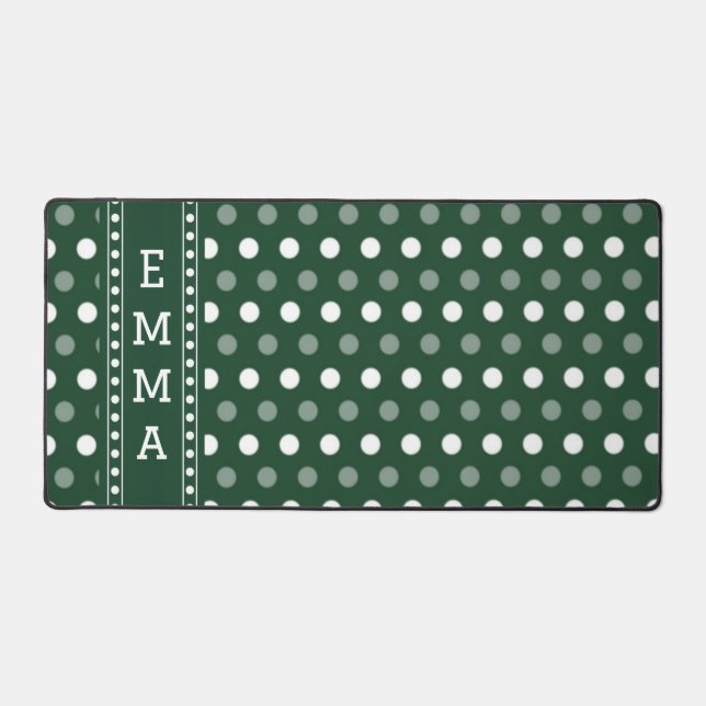 Emerald Green Polka Dot  Desk Mat (Front)
