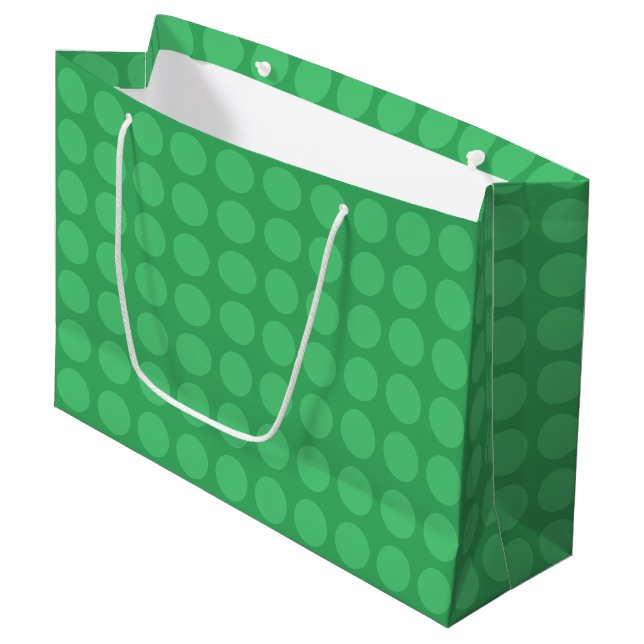 Emerald Green Polka Dot Pattern Large Gift Bag (Front Angled)