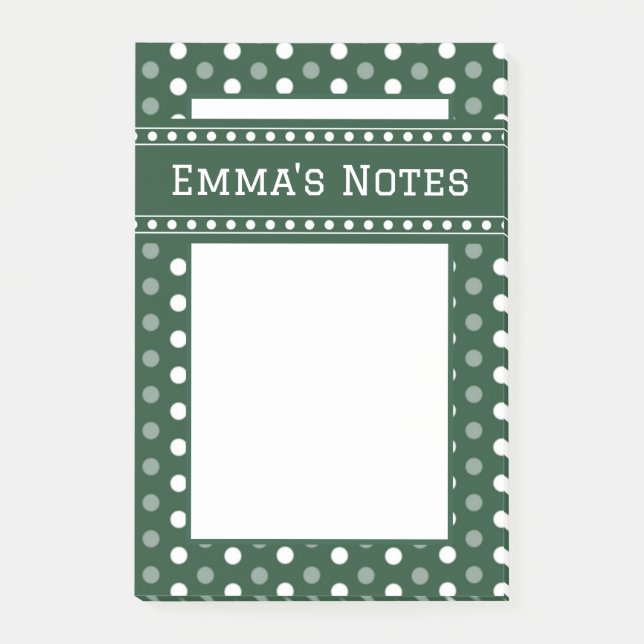 Emerald Green Polka Dot Post-it Notes (Front)